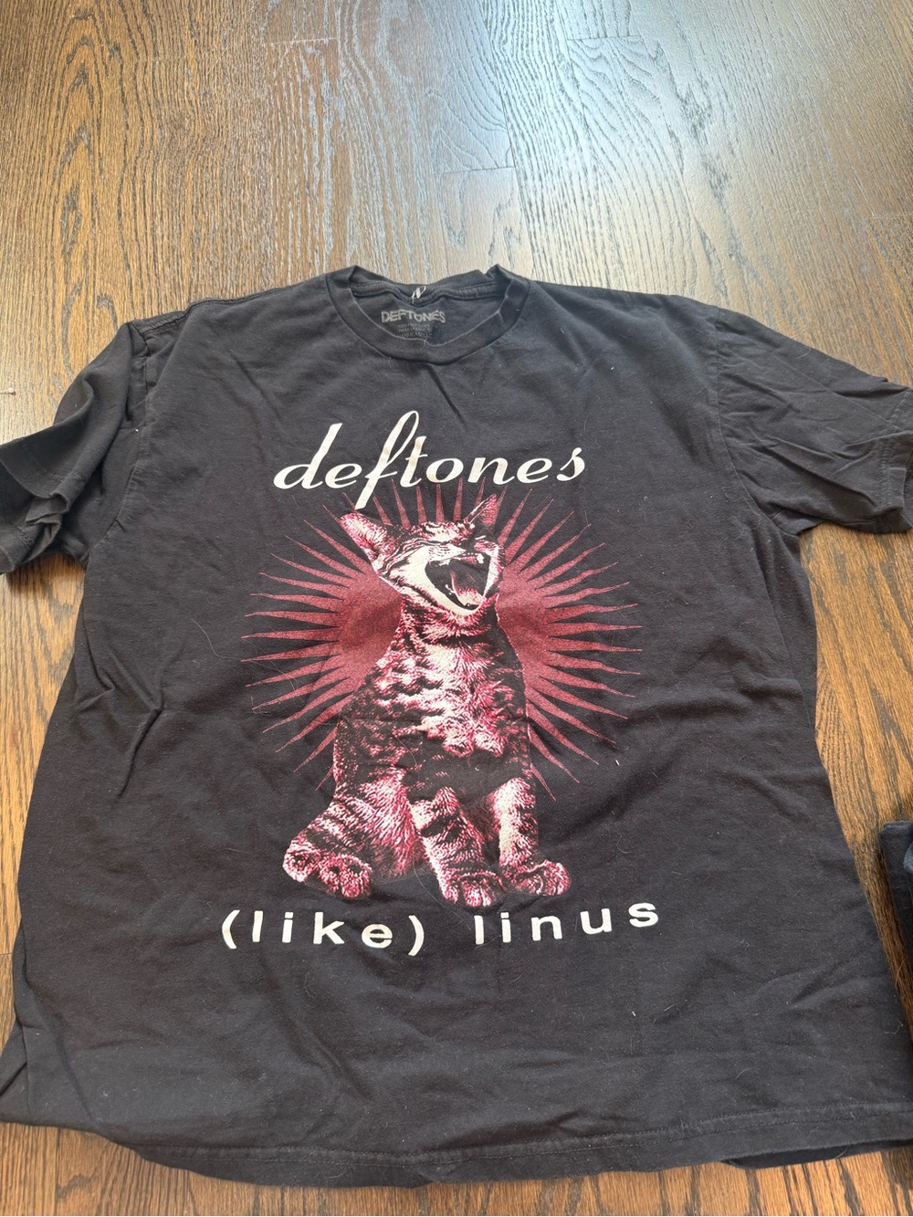 Deftones (Like) Linus Short Sleeve Graphic Tee - Black with Red Print